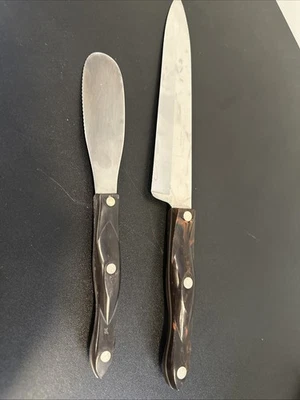 Нож шеф-повара CUTCO 1725 и 1768 9 дюймов лезвие разбрасыватель классический черный коричневый с закрученной ручкой - Изображение 1 из 4