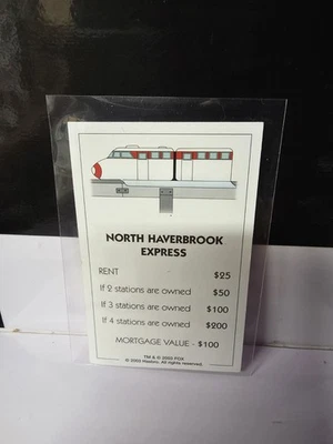 Monopoly Simpsons 2003 Spare parts NORTH HAVERBROOK EXPRESS property card - Image 1 of 2