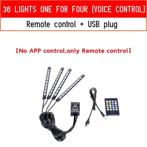 5-In-1 RGB LED Interior Strip Light Car Ambient Atmosphere Light Remote Control - Picture 1 of 15
