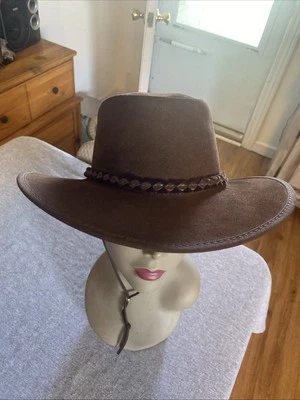 Шляпа дробилка Zephyr темно-коричневая кожа широкополая плетеная отделка средний/большой - Изображение 1 из 4