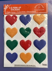 Vintage 80s Stickers Puffy Drawing Board Rainbow Hearts - Picture 1 of 2