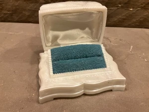 Art Deco Zelluloid Ring Box Präsentation blau Samt ausgefallen Vintage Display USA - Bild 1 von 10