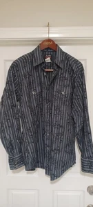 Wrangler George Strait Troubadour Shirt Mens XL Gray Blk Diamond Snap 💎!  - Picture 1 of 4