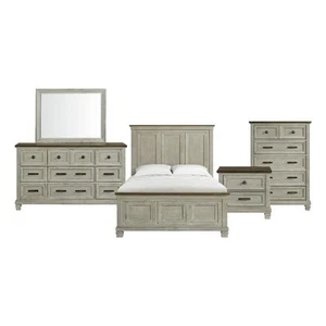Picket House Furnishings Bloomfield Panel 5PC Bedroom Set - Medium Brown - Picture 1 of 20