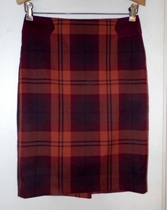 FALDA LÁPIZ A CUADROS NARANJA Y BORGOÑA LIMITADA Talla 0 - Imagen 1 de 5
