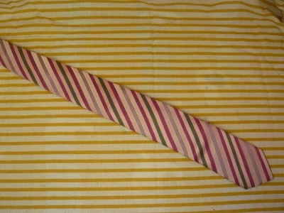 Slaters Men's Tie PINK STRIPED 100% Silk - Image 1 of 2