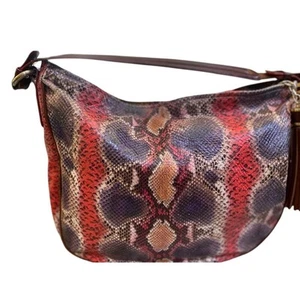 Brahmin Kathleen Sangria Multi Anaconda Tasche, rot/lila/braun, Quaste, Reißverschluss - Bild 1 von 8