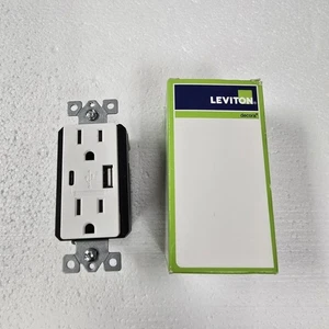 Leviton USB Typ A & C Wandladegerät manipulationssicher Steckdose in Weiß T5638-W - Bild 1 von 10