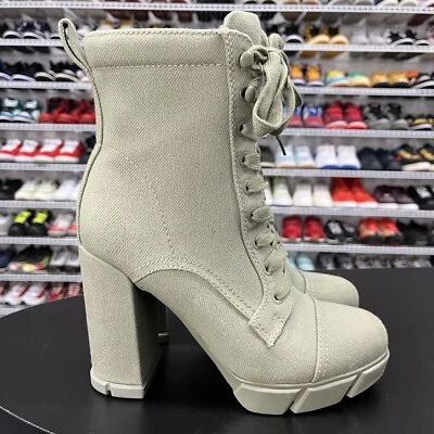 Nine West Green High Heel Mid Calf Lace Up Boots Women's Size 6.5 - Image 1 of 4