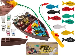 Trinkspiel Fische Angeln mit 4 Gläsern Partyspiel Gesellschaftsspiel Schnaps - Bild 1 von 9