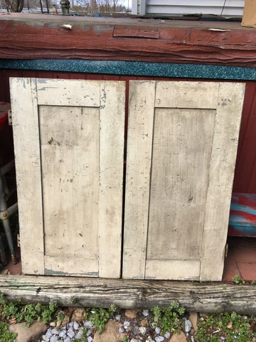 Vtg Pair  Old  Wooden Door Shutters Architectural Salvage Screen 30.5inx 16in x1 Cover