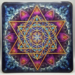 12" Quadratisches Metall Mandala Fraktal - Blume des Lebens - Davidstern von Lilyas - Bild 1 von 12