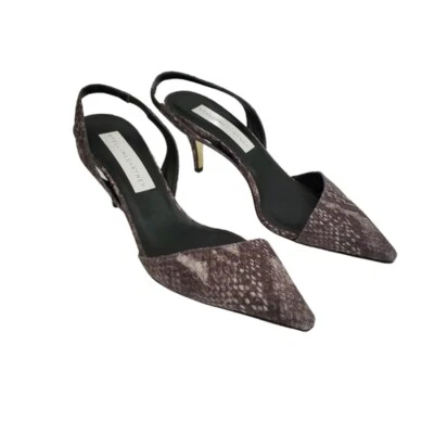 Bombas de salto Stella McCartney 6 couro metálico preto halter 36 UE - Imagem 1 de 4