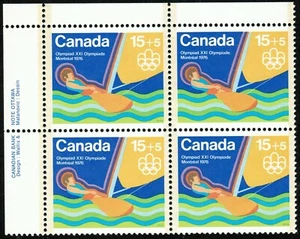 Canada sc#B6i Water Sports: Sailing, UL Imprint Block, LF Paper, Mint-NH - Picture 1 of 2