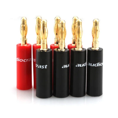 Conector de enchufe banana de 4 mm enchapado en oro de 24 k 8 piezas para cable de altavoz de audio HiFi hágalo usted mismo - Imagen 1 de 4