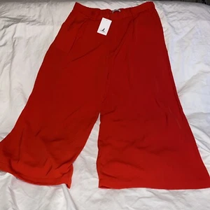 Tronjori Pants Womens XL (32x28) Red Palazzo High Waist Wide Leg Christmas NWT - Picture 1 of 9