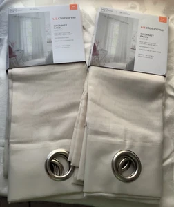 Liz Claiborne Lisette Sheer Grommet Top Single Curtain Panel, Ivory, 50W x 84L - Picture 1 of 4