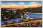 Minneapolis Minnesota Mississippi River Federal Barge Lines Linen Postcard MS