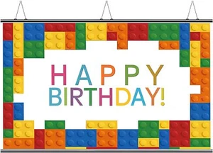 - Building Blocks Photography Backdrop Banner - Colorful Birthday Party Decor... - Picture 1 of 6