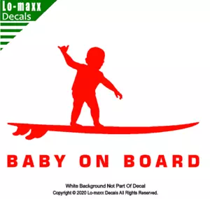 Baby On Board Surfing Shaka Surfboard Hang Loose Durable Die Cut Vinyl Decal - Picture 1 of 20