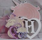PERSONALISED MDF Glitter Unicorn Initial  Letter Plaque Bedroom, Sign from 140mm