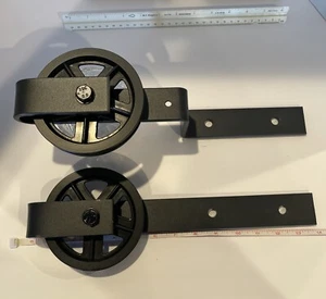 2-Single Track Sliding BarnDoor Replacement Part Black 14"/ 1-Angled, 1-Straight - Picture 1 of 11
