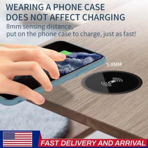 100W Phone Desktop Wireless Charger Furniture Table Desk Embedded Fast Charging - Picture 1 of 11