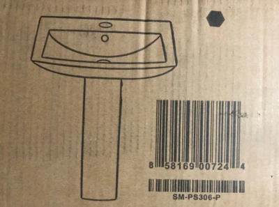 SWISS MADISON SM-PS306-P Chateau White Ceramic Pedestal Sink Pedastal Base ONLY - Image 1 of 2