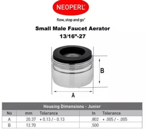 Neoperl Male PCA Water-Saving Faucet Aerator 1.2 GPM Brass Small-Size  - Picture 1 of 7