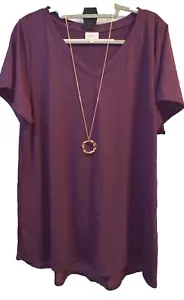 NEU LuLaRoe 3XL einfarbig lila Pflaume Christy V-Ausschnitt T-Shirt - Bild 1 von 6