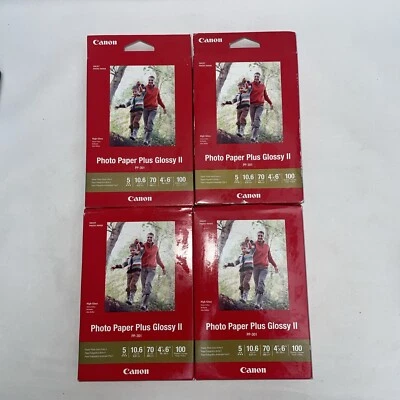 Canon Plus Glossy II PP-301 Inkjet Print Photo Paper - 100 Sheets Lot Of 4 - Image 1 of 4