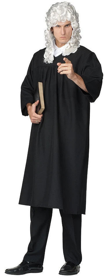 JUDGE COSTUME ROBE ADULT MEN BLACK MAGISTRATE GOWN CHIEF JUSTICE LONG GRADUATION - Image 1 of 1