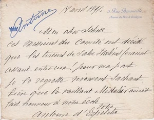 Trois lettres autographes du baron Antoine d'EZPELETA (1837-1907), escrimeur. - Picture 1 of 4