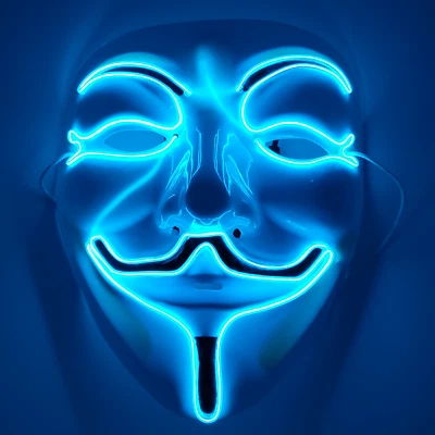 Vendetta Guy Fawkes LED Mask Light Up Hacker Cosplay Party Rave EDC Halloween US - Image 1 of 3