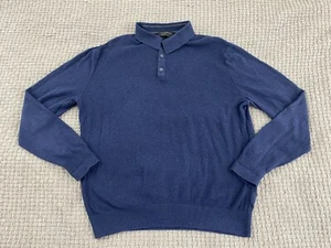 Banana Republic Herren Pullover 1/4 Knopf Pulli Langarm Blau Größe L - Bild 1 von 11