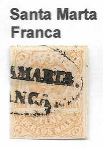 Stamps-Colombia. 1870. 5 Naranja Sg: 62. Usado " Santa Marta Zapatillas "Cancel - Picture 1 of 1