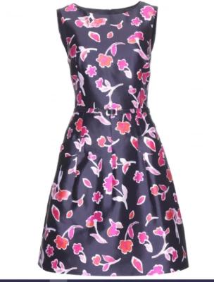 $2K New Oscar de la Renta silk printed dress sz 14 L XL - Image 1 of 4