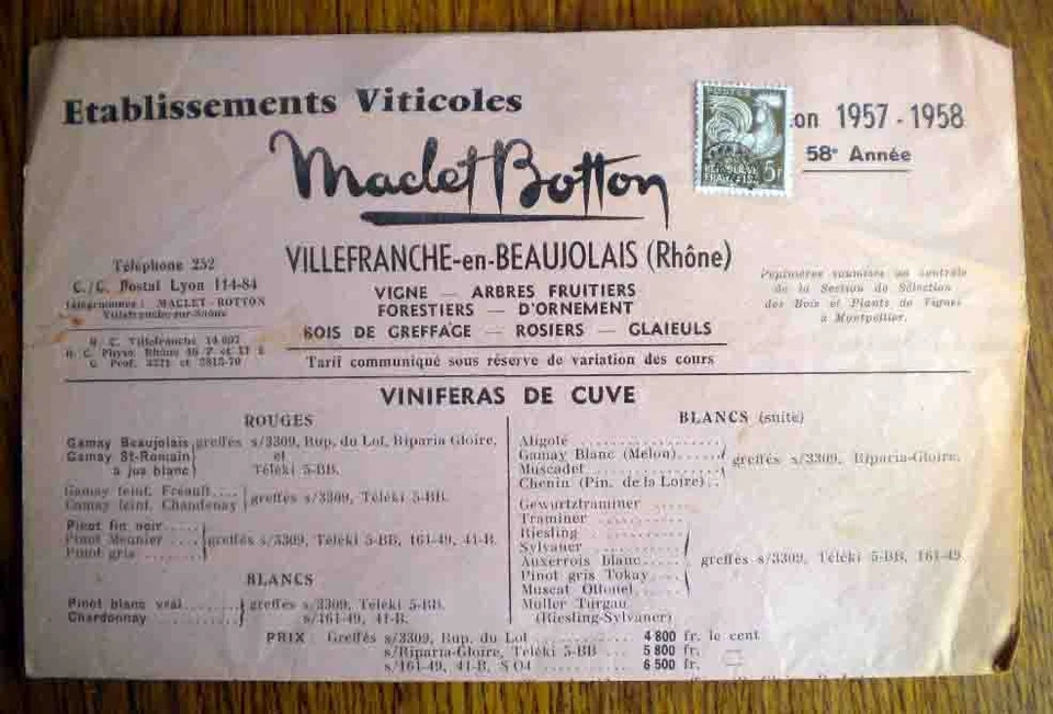 DEUX CATALOGUES DE VENTES ARBORICULTURE VITICULTURE 1957-58 ET 1959-60 - Photo 1/1