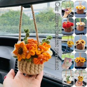 Auto hängende Häkelornamente Pflanze Handarbeit Styling Anhänger Häkelpflanzen - Bild 1 von 29