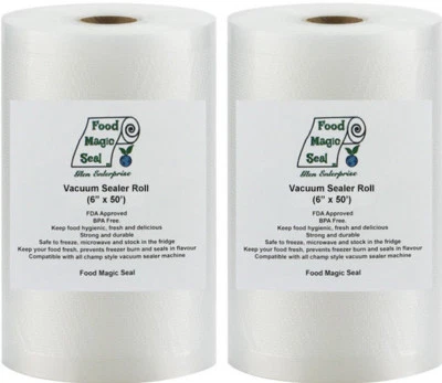 TWO 6x50 Rolls Food Magic Seal for Vacuum Food Storage Sealer Bags Great $ Saver