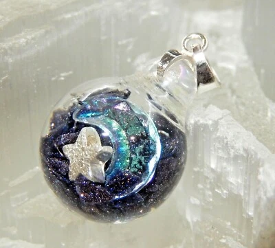 NEU Mondperle Amulett Schmuck Alchemie Blaufluss, Mond, Magie, Wicca, Stern - Bild 1 von 4