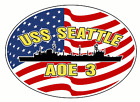 USS SEATTLE AOE 3 décalcomanie ovale / autocollant militaire USN U S marine