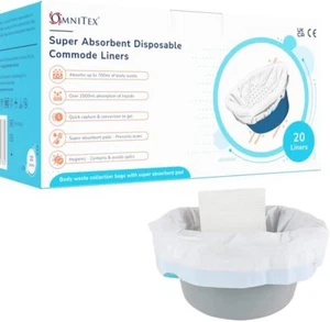 Omnitex Super High Absorption Commode Liners 2500ml, Bed Pan Liners Pack of 2 - Picture 1 of 4
