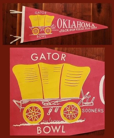 VINTAGE 1965 University of Oklahoma Sooners Gator Football Pennant!  WOW!! Cover