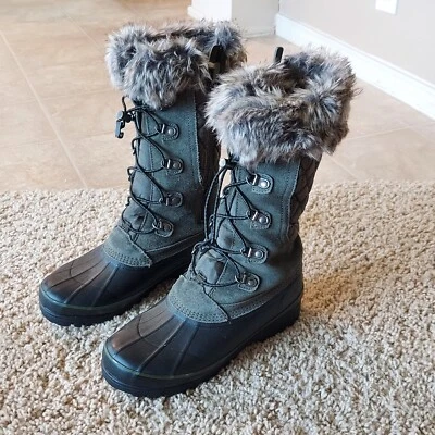 Land's End Women's Squall Insulated Winter Snow Boots In Olive Green SZ 8.5B - Image 1 of 4