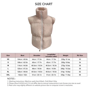 Women Winter Padded Vest Full Zip Up Stand Collar Drawstring Puffer Vest Apricot - Picture 1 of 2