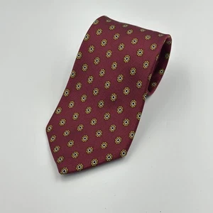 Brooks Brothers Makers Krawatte Seide rot Medaillon Blumen geometrisch hergestellt in den USA 3,75x57 - Bild 1 von 3