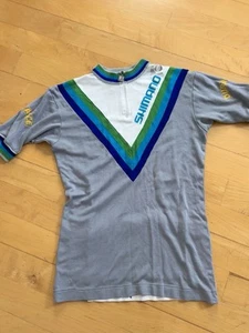 VINTAGE PEARL IZUMI SHIMANO WOOL CYCLING JERSEY-MEDIUM - Picture 1 of 10