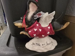 Rarität Dackel Hund You Make My Heart Fly Engelsflügel blauer Himmel Memory Figur Neu mit Etikett - Bild 1 von 9