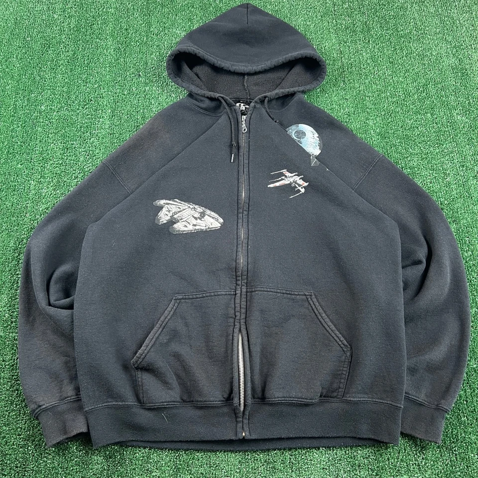 Star Wars Episodio 4 Millenium Falcon Spellout Sudadera con Capucha Cremallera Completa Para Hombres XL Negra Foto 1 de 4